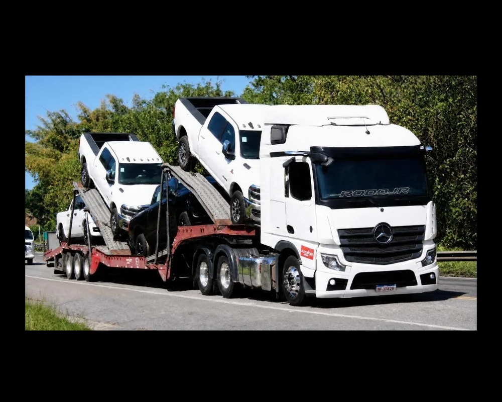 Transporte de caminhão em prancha